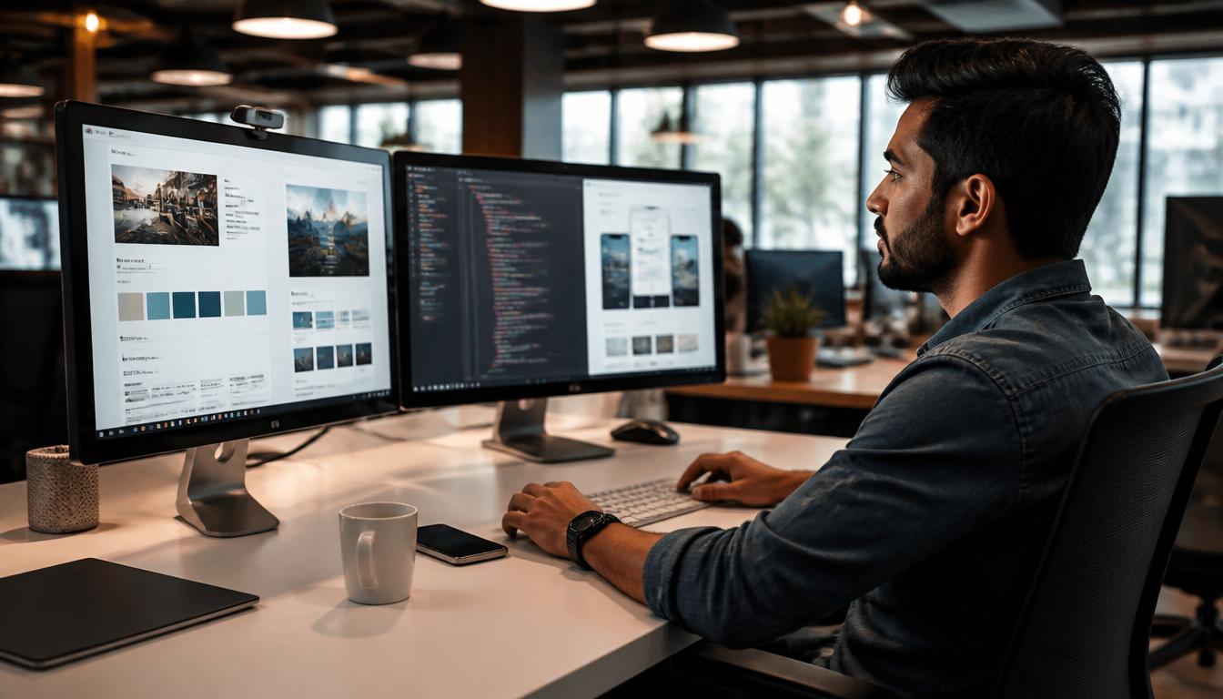 Professional web developer working on a project that affects website cost